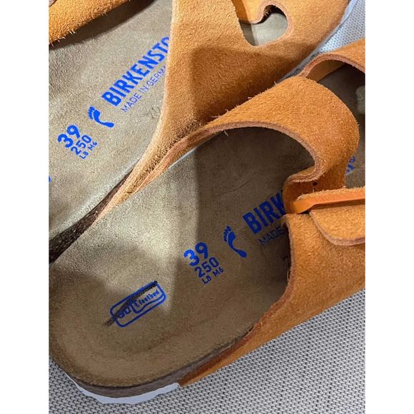 New Birkenstock Arizona SFB Almond Suede Leather Regular Eu39 Orange - Picture 9 of 10